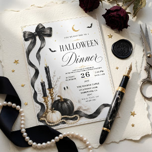 Elegant Halloween dinerfeest luxe geest Feestdagenkaart