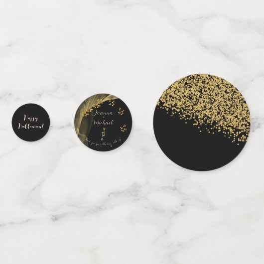 Elégant Halloween mariage & Crânes d'or Confetti (Derrière)