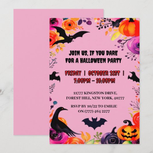 Elégant Halloween party Invitation (Devant / Derrière)