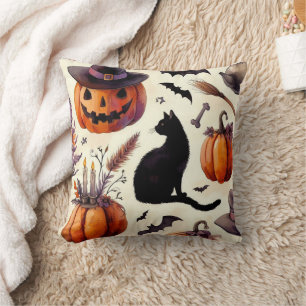 Elegant Halloween Waterverf Patroon Kussen