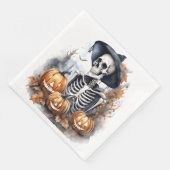 Elegant Halloween Waterverf Skelet Servet (Hoek)