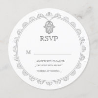 Elégant Hamsa carte RSVP de mariage ronde