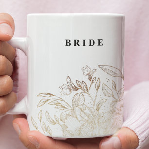 Elegant hand Drawn Botanical Bridal Party Bridal Koffiemok