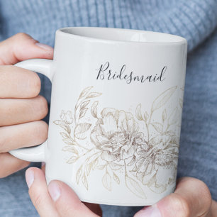 Elegant hand Drawn Botanical Bridesmaid Party Koffiemok