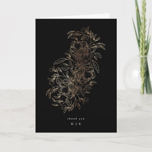 Elegant Hand Drawn Botanical Monogram Weddenschap Bedankkaart (Voorkant)