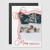 Elegant Hand Drawn Bow Christmas Magnetic Card (Voorkant / Achterkant)