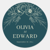 Elegant Hand Drawn Gold Floral Wedding Sticker (Voorkant)