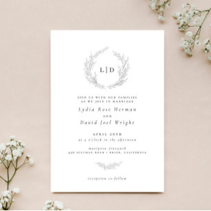 Elegant Hand Drawn Greenery Wedding Kaart