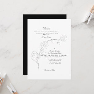 Elegant hand-Drawn Jasmine B/W Beide ouders Kaart