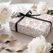 Elegant Hand-Drawn Peony & Leaf Floral Pattern Cadeaupapier