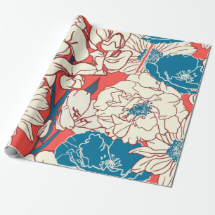 Elegant hand getekend Floral patroon, tuinbloemen. Cadeaupapier