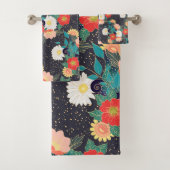 Elegant hand getrokken bloemen en confettiontwerp bad handdoek (Insitu)