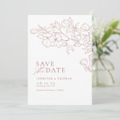 Elegant hand getrokken florale terracotta bruiloft save the date (Staand voorkant)