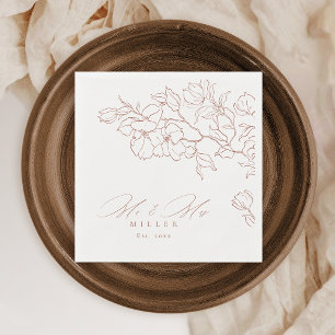Elegant hand getrokken florale terracotta bruiloft servet