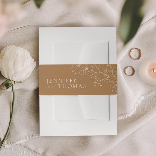 Elegant hand-getrokken gouden valbruiloft uitnodigingen wikkel