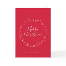 Elegant hand getrokken Wreater Red Holiday Card