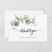 Elegant Hand-Lettered Eucalyptus Greenery Wedding Bedankkaart (Voorkant / Achterkant)