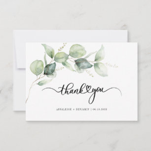 Elegant Hand-Lettered Eucalyptus Greenery Wedding Bedankkaart