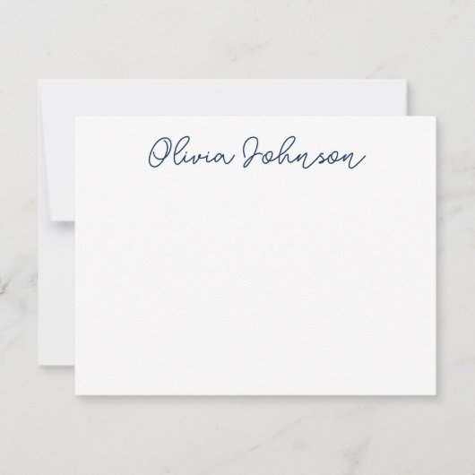 Elegant Hand Lettered Script Navy White Note Kaart Notitiekaartje (Voorkant)