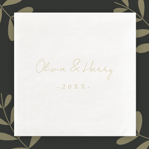 Elegant Hand Lettered Script Wedding Paper Napkin Servet