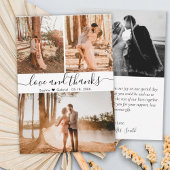 Elegant Hand Lettered Wedding 3 Foto Collage Bedankkaart