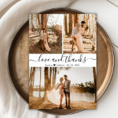 Elegant Hand Lettered Wedding 3 Foto Collage Bedankkaart