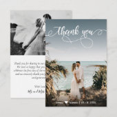 Elegant Hand Lettered Wedding Foto Hartelijk dank Bedankkaart (Voorkant / Achterkant)