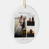 Elegant hand-Lettered Wedding Foto Hartelijk dank Keramisch Ornament (Rechts)