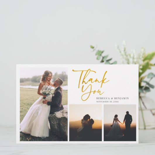 Elegant hand-Letterige bruiloft foto's Dank je wel Briefpapier (Staand voorkant)