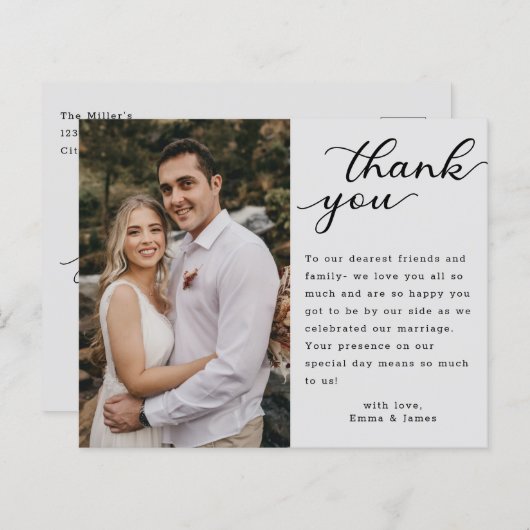 Elegant Hand Lettering Foto Weddenschap Hartelijk (Voorkant / Achterkant)