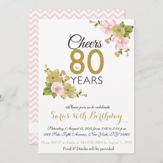 Elegant hand schilderde ventilator 80e verjaardag  kaart (Voorkant / Achterkant)