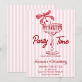 Elegant hand written Cocktail Birthday Kaart (Voorkant / Achterkant)