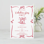 Elegant handdrawn Valentine's day party Invitation (Debout devant)