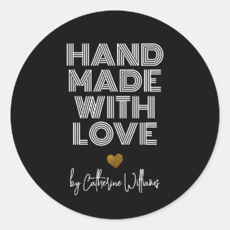 Elegant handgemaakt met liefde door Black Gold Cra Ronde Sticker