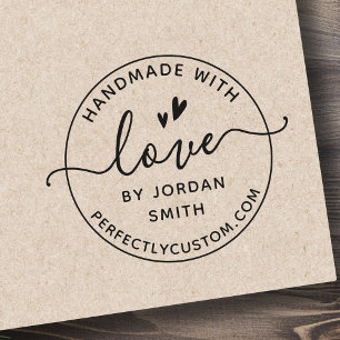 Elegant handgemaakt met liefde door jouw naam rubberstempel