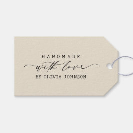 Elegant Handgemaakt met Liefde Schrift Persoonlijk Cadeaulabel