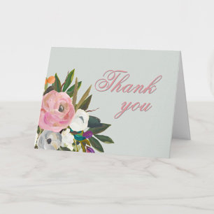 Elegant handgeschilderd bloemmotief 100ste verjaar bedankkaart