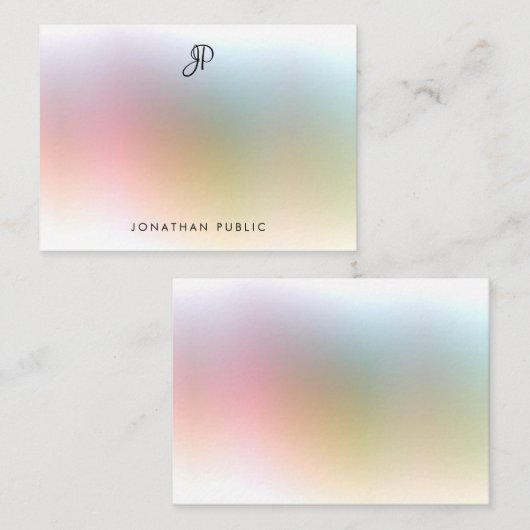 Elegant handgeschreven monogram kleurrijke Sjabloo Notitiekaartje (Voorkant / Achterkant)