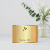 Elegant handgeschreven monogram script Gold Modern Visitekaartje (Staand voorkant)