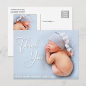 Elegant handgeschreven script | 2 Foto bedankt Briefkaart (Voorkant / Achterkant)