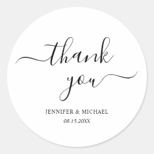 Elegant Handgeschreven Script Bedankt Modern Eenvo Ronde Sticker