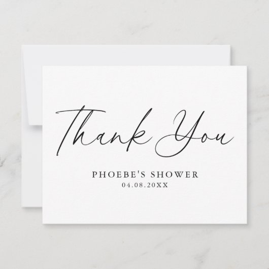 Elegant handgeschreven script bruidsdouche plat se bedankkaart (Voorkant)