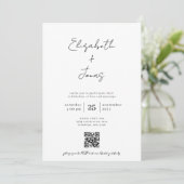 Elegant handgeschreven script foto QR Code Weddens Kaart (Staand voorkant)