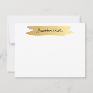 Elegant handgeschreven Script Gold White-Sjabloon Notitiekaartje