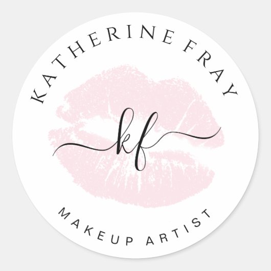 Elegant handgeschreven script kalligrafie roze lip ronde sticker (Voorkant)