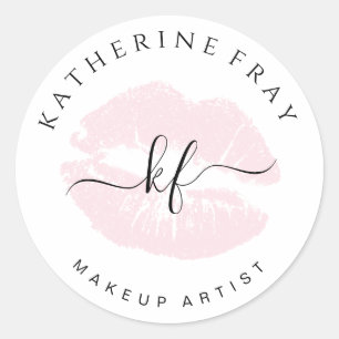 Elegant handgeschreven script kalligrafie roze lip ronde sticker