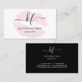 Elegant handgeschreven script kalligrafie roze lip visitekaartje (Voorkant / Achterkant)