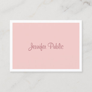 Elegant handgeschreven script modern Blush Pink Wh Visitekaartje