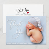 Elegant handgeschreven script | Nieuwe baby bedank (Voorkant / Achterkant)