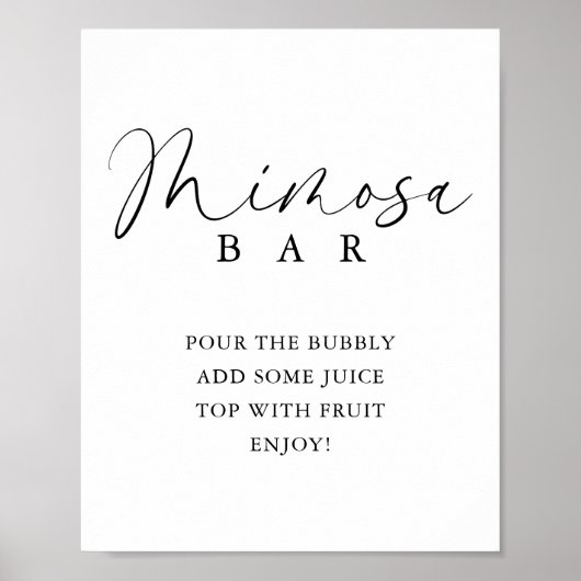 Elegant Handgeschreven Script Shower Mimosa Bar Poster (Voorkant)
